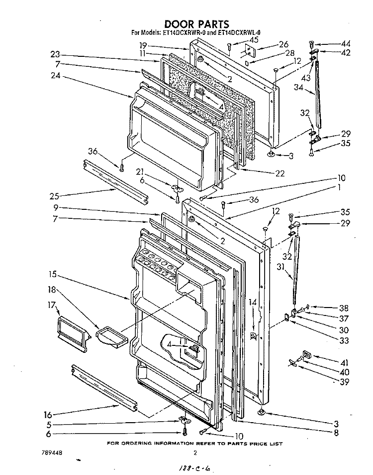 DOOR Diagram and Parts List for ET14DCXRWR0  Whirlpool Refrigerator