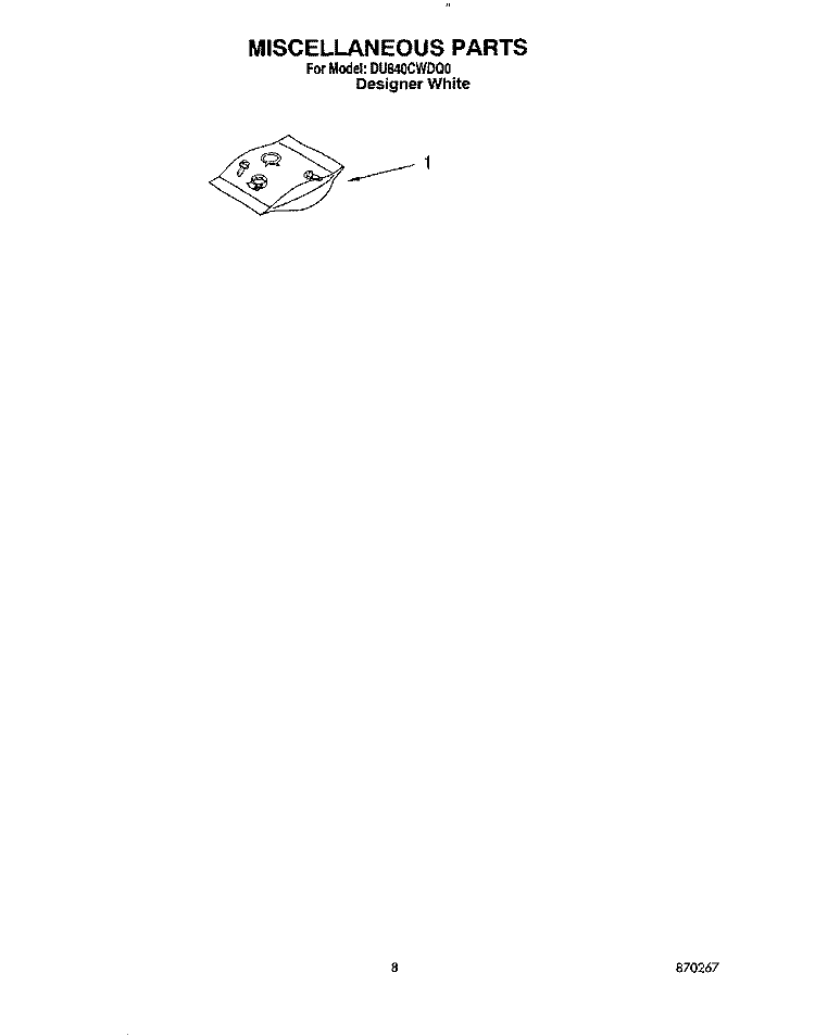 MISCELLANEOUS, LIT/OPTIONAL Diagram and Parts List for DU840CWDQ0  Whirlpool Dishwasher
