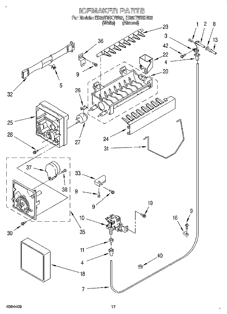 ICEMAKER, LIT/OPTIONAL Diagram and Parts List for ED20TWXDN02  Whirlpool Refrigerator