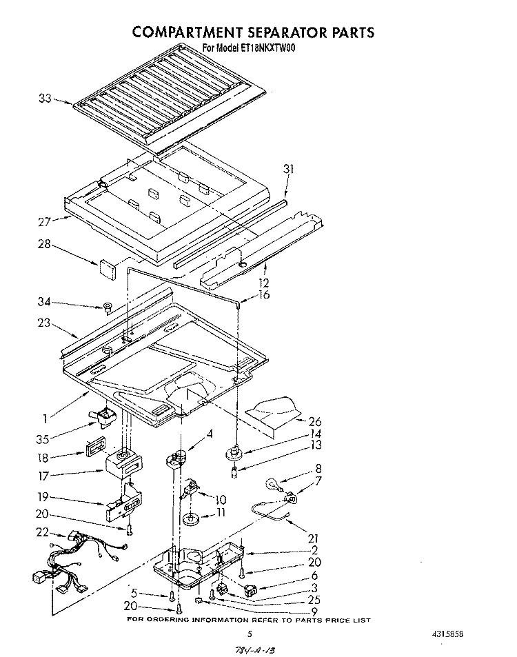 COMPARTMENT SEPARATOR Diagram and Parts List for ET18NKXTG00  Whirlpool Refrigerator