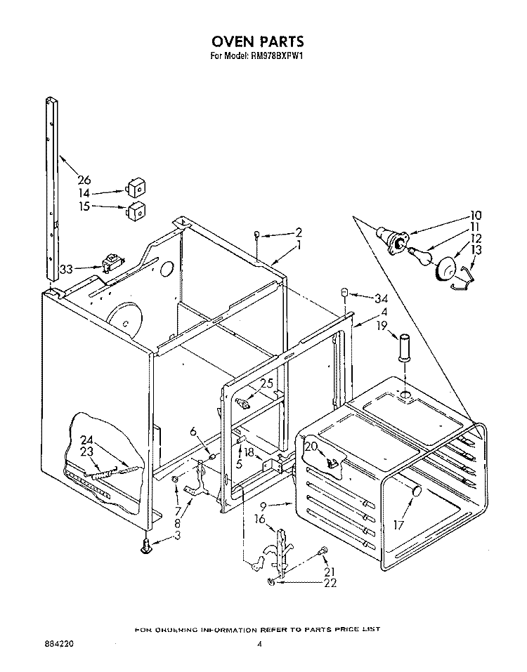 OVEN Diagram and Parts List for RM978BXPW1  Whirlpool Microwave Oven Combo