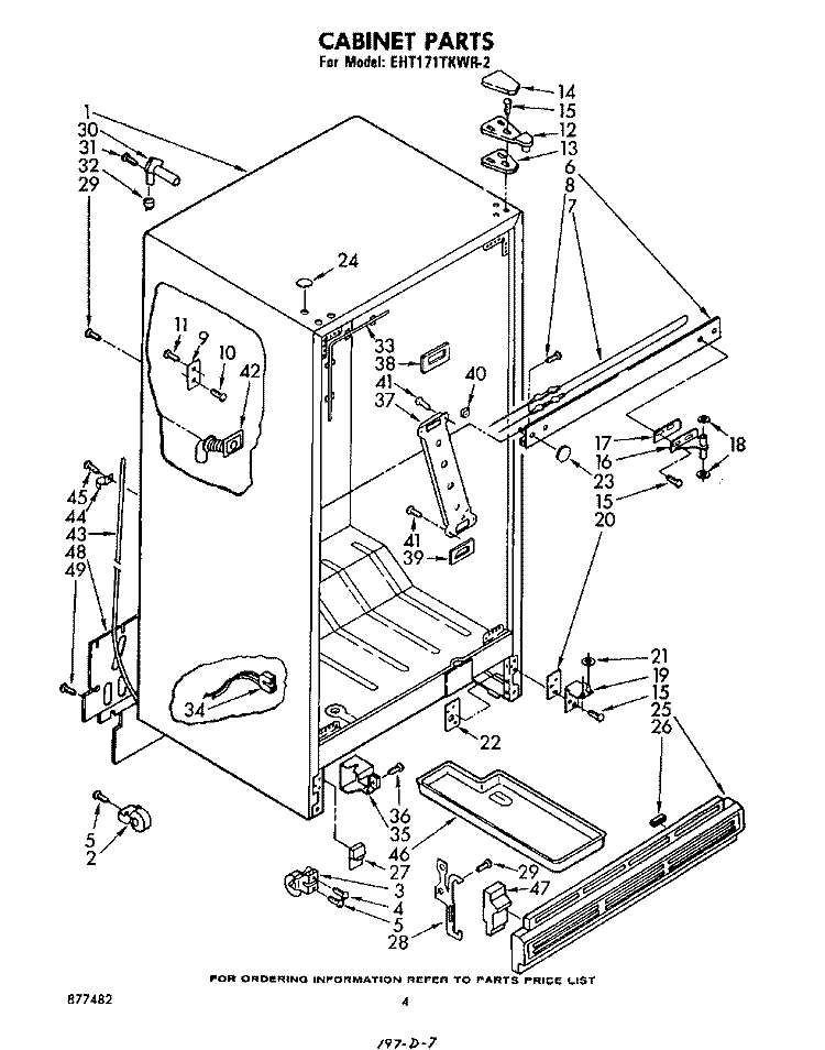 CABINET Diagram and Parts List for EHT171TKWR2  Whirlpool Refrigerator