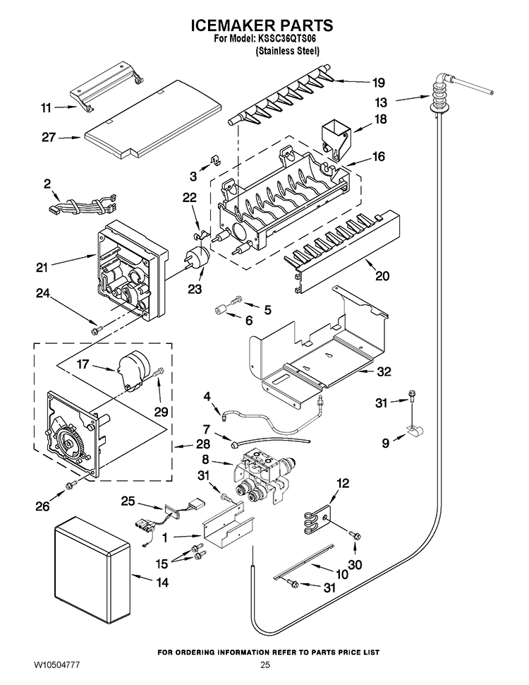 ICEMAKER PARTS Diagram and Parts List for KSSC36QTS06  KitchenAid Refrigerator
