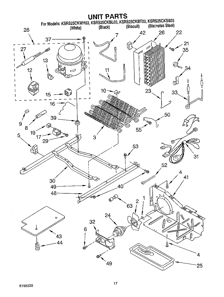 UNIT PARTS Diagram and Parts List for KSRS25CKWH03  KitchenAid Refrigerator