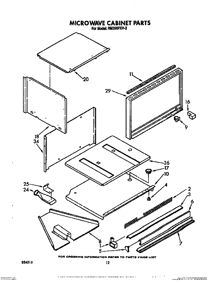 MICROWAVE CABINET, OPTIONAL Diagram and Parts List for RM286PXV2  Whirlpool Microwave Oven Combo