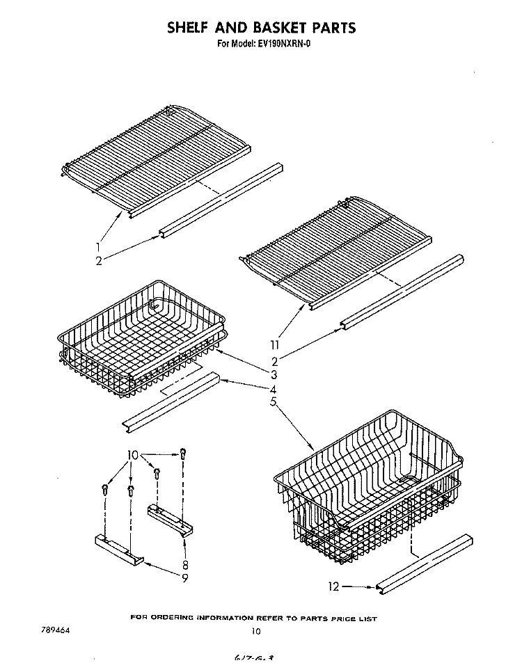 SHELF AND BASKET Diagram and Parts List for EV190NXRN0  Whirlpool Freezer
