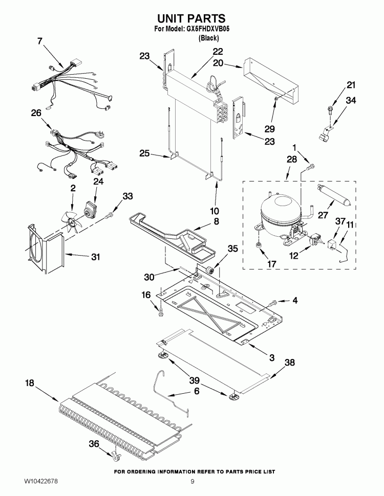 UNIT PARTS Diagram and Parts List for GX5FHDXVB05  Whirlpool Refrigerator