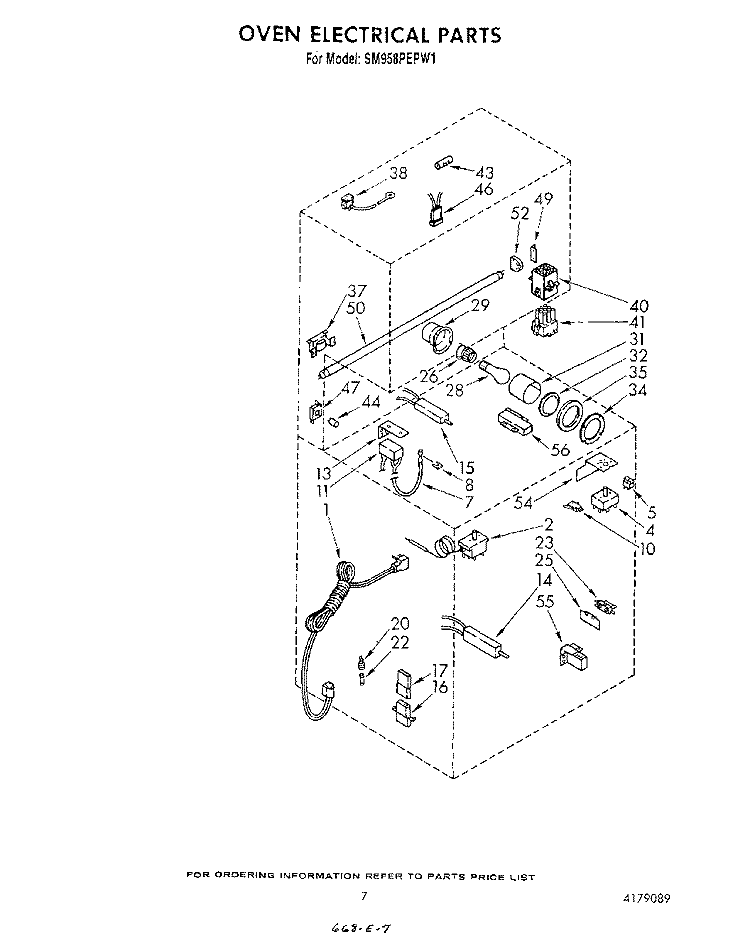 OVEN ELECTRICAL Diagram and Parts List for SM958PEPW1  Whirlpool Range