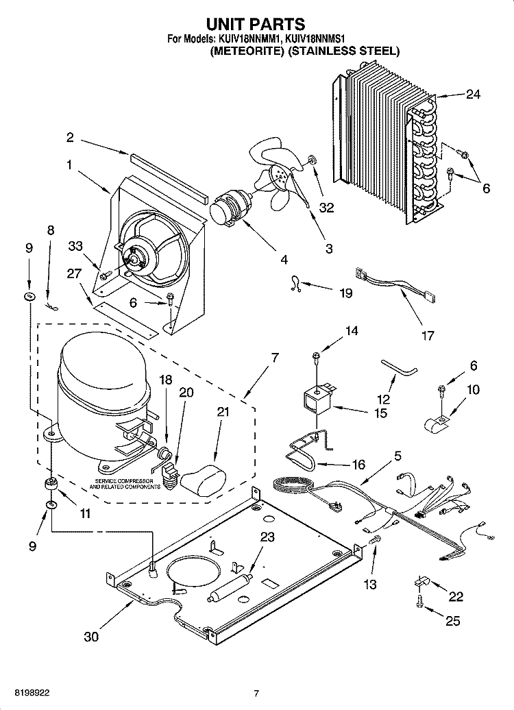 UNIT PARTS Diagram and Parts List for KUIV18NNMS1  KitchenAid Ice Maker