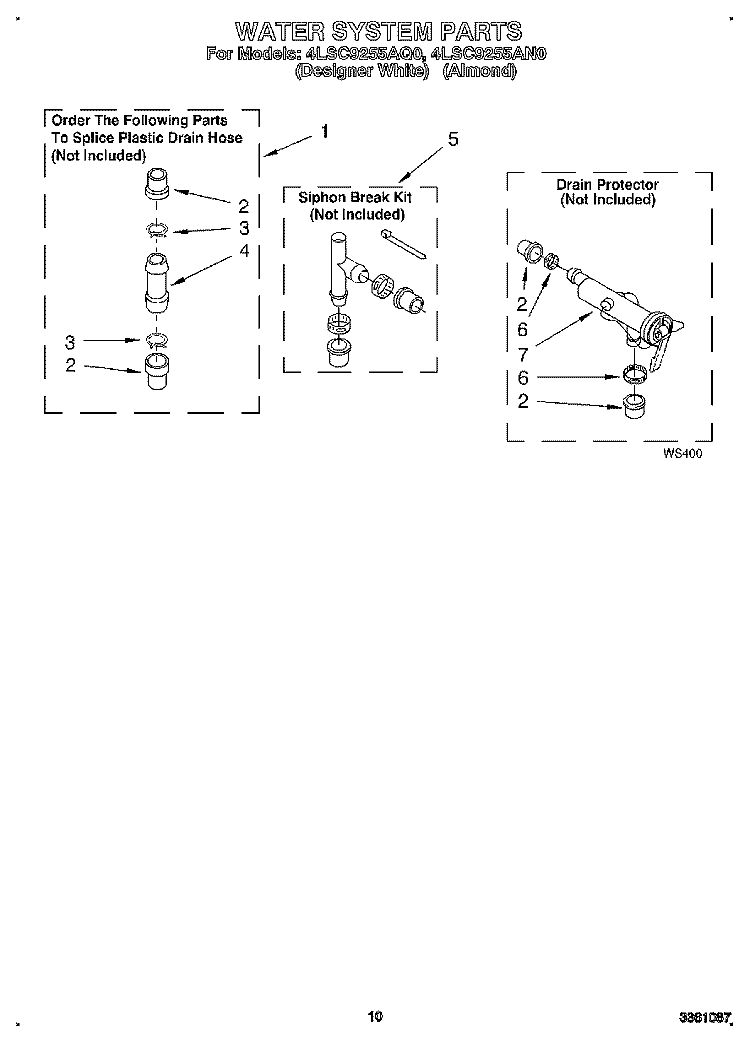 WATER SYSTEM Diagram and Parts List for 4LSC9255AN0  Whirlpool Washer