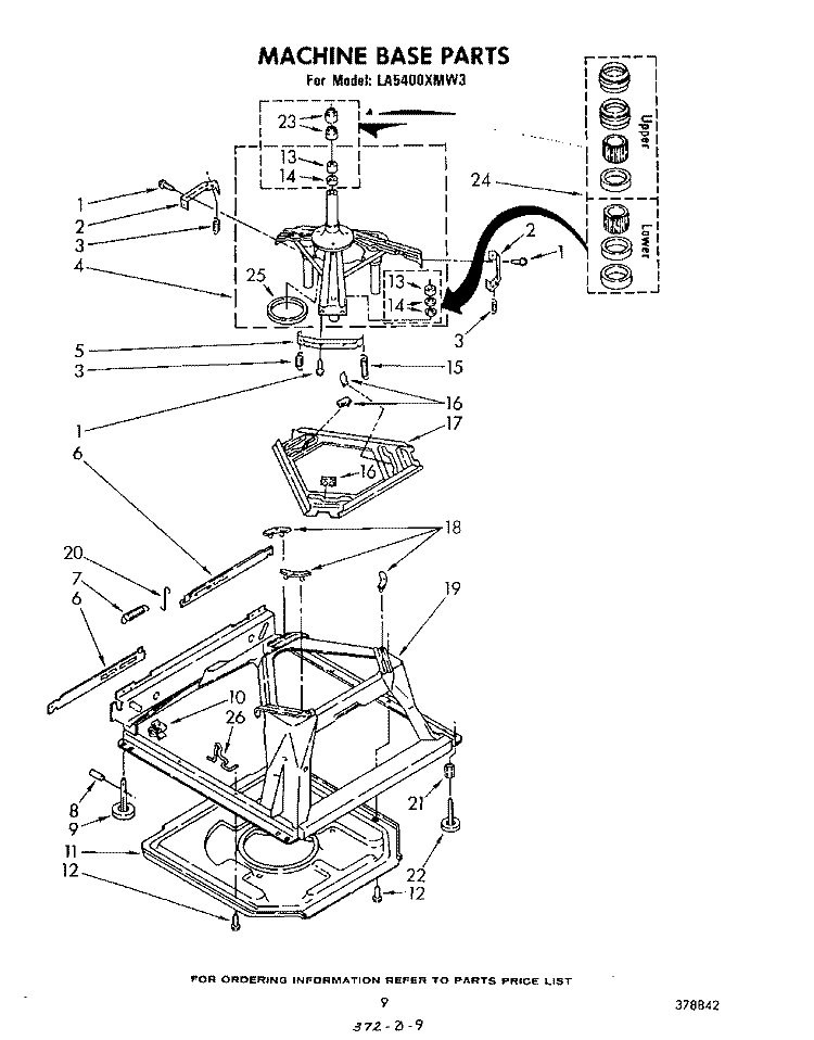 MACHINE BASE Diagram and Parts List for LA5400XMW3  Whirlpool Washer