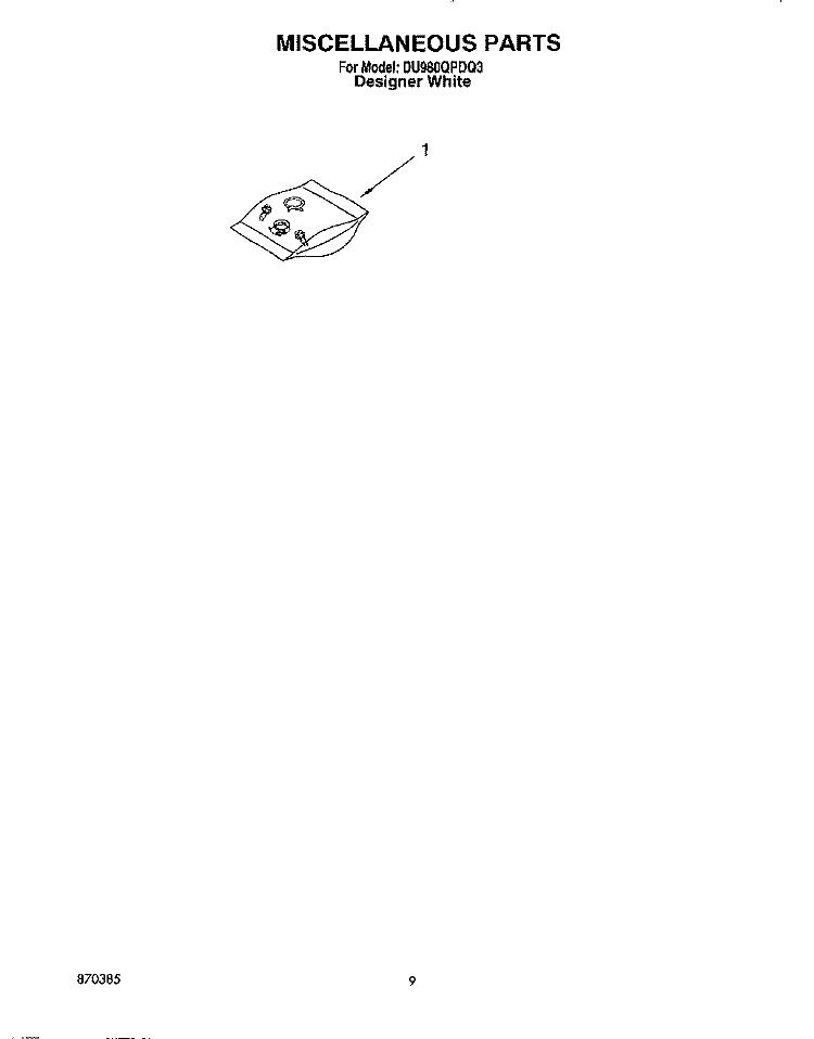 MISCELLANEOUS, LIT/OPTIONAL Diagram and Parts List for DU980QPDQ3  Whirlpool Dishwasher