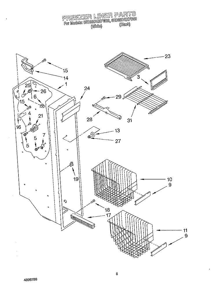 FREEZER LINER Diagram and Parts List for 6ED25DQXFB02  Whirlpool Refrigerator