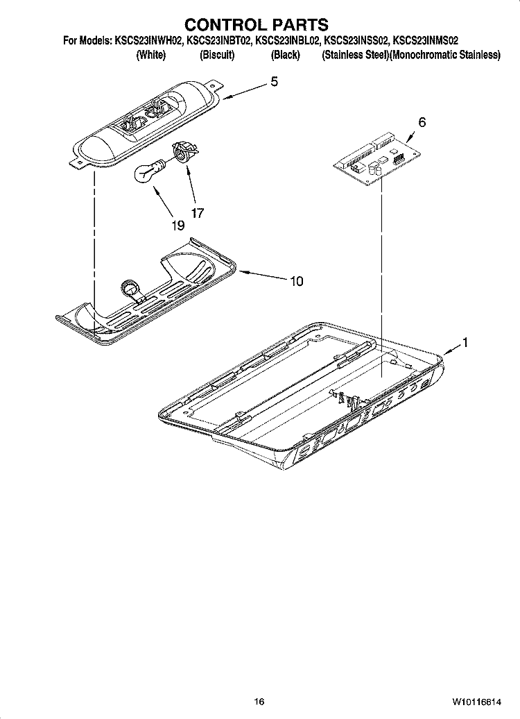 CONTROL PARTS Diagram and Parts List for KSCS23INSS02  KitchenAid Refrigerator