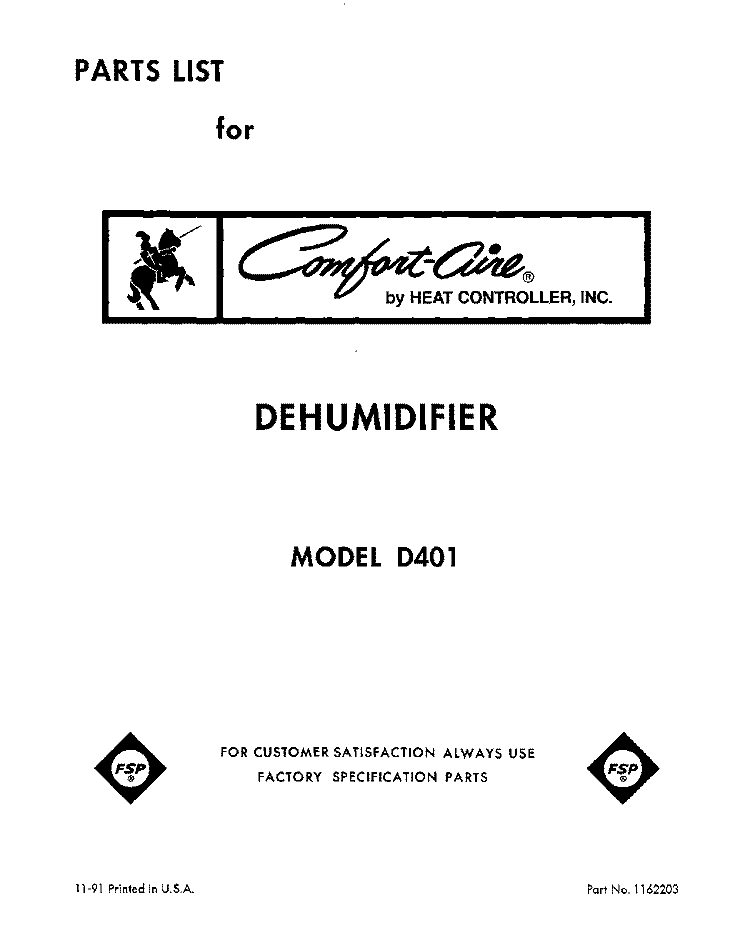 SECTION Diagram and Parts List for BFD401  Whirlpool Dehumidifier