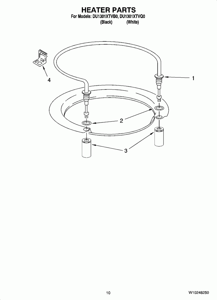 HEATER PARTS Diagram and Parts List for DU1301XTVB0  Whirlpool Dishwasher