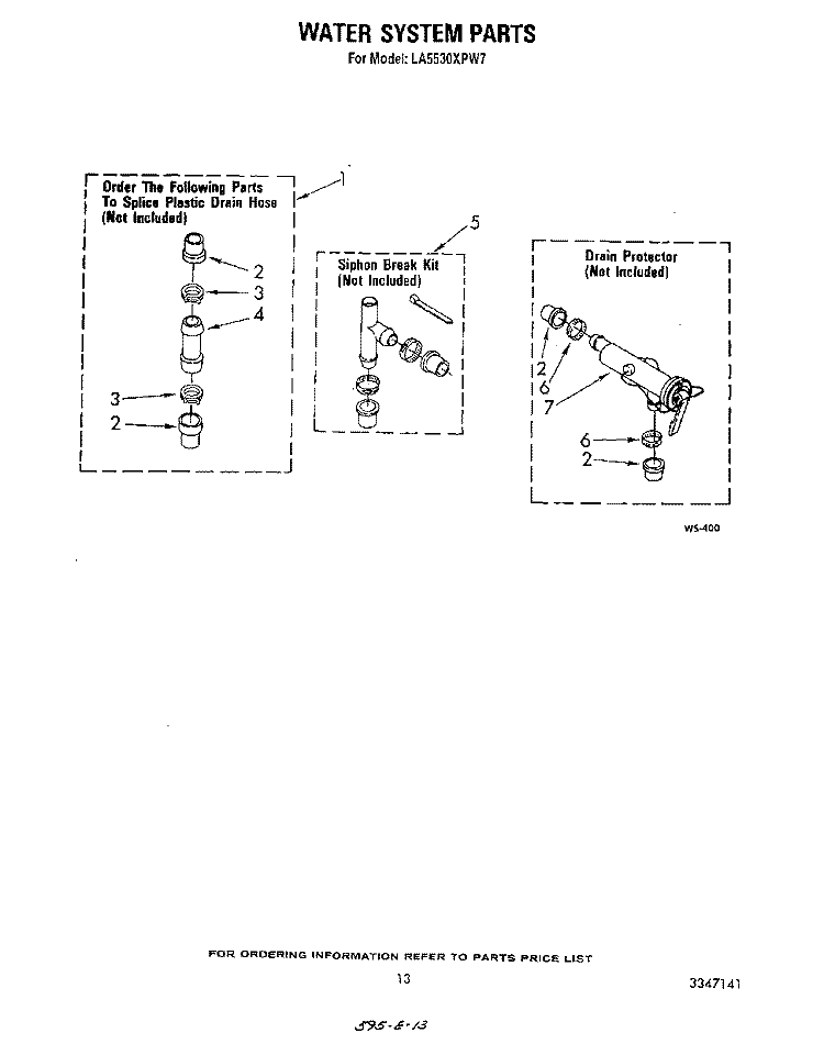 WATER SYSTEM Diagram and Parts List for LA5530XPW7  Whirlpool Washer