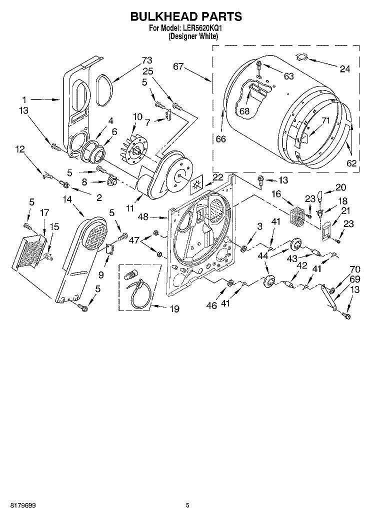 SECTION Diagram and Parts List for LER5620KQ1  Whirlpool Dryer