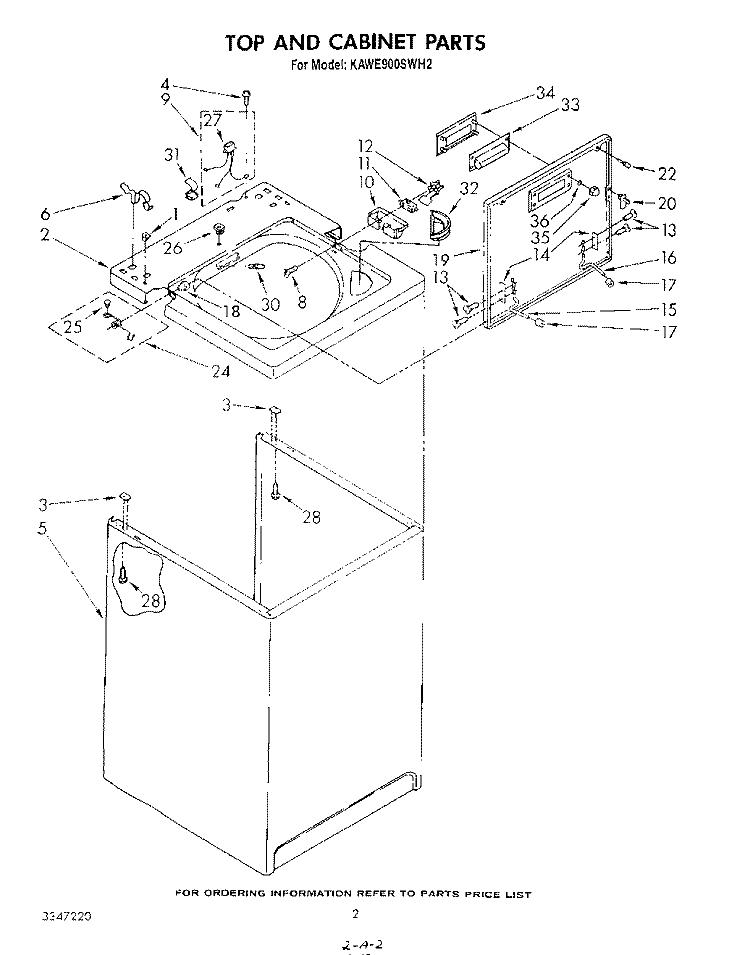 TOP AND CABINET , LIT/OPTIONAL Diagram and Parts List for KAWE900SWH2  KitchenAid Washer