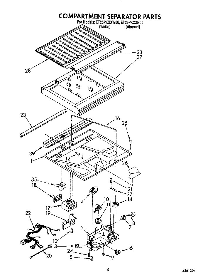 COMPARTMENT SEPARATOR Diagram and Parts List for ET25PKXXN00  Whirlpool Refrigerator