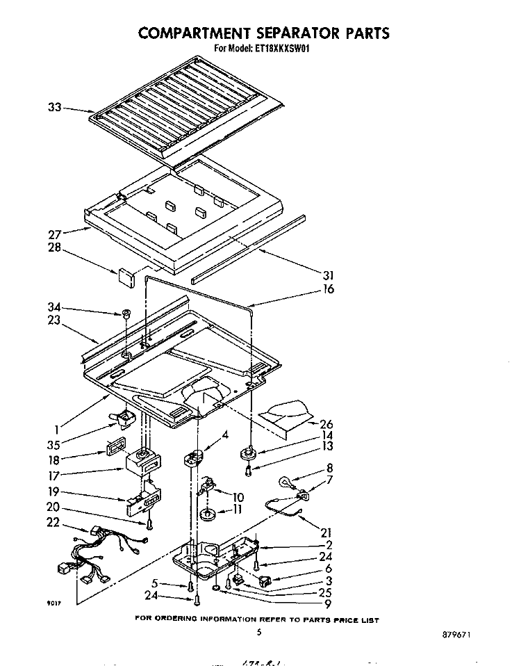 COMPARTMENT SEPARATOR Diagram and Parts List for ET18XKXSW01  Whirlpool Refrigerator