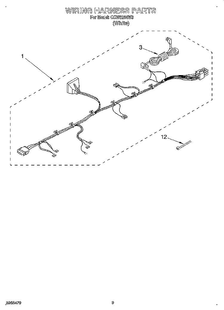 WIRING HARNESS Diagram and Parts List for CCW5264W3  Whirlpool Washer