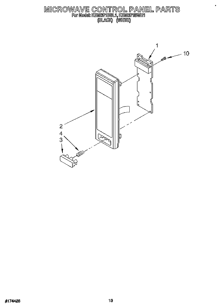 MICROWAVE CONTROL PANEL Diagram and Parts List for KEMI371BBL1  KitchenAid Wall Oven