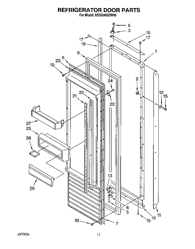 REFRIGERATOR DOOR Diagram and Parts List for KSSS36QDW00  KitchenAid Refrigerator