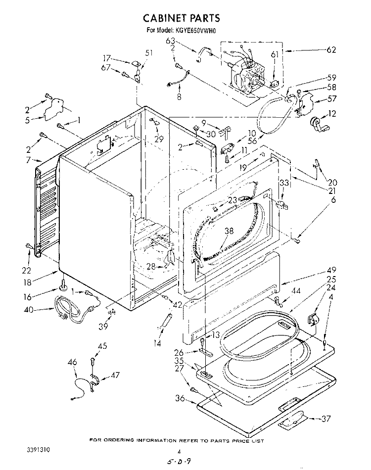 CABINET Diagram and Parts List for KGYE650VPL0  KitchenAid Dryer