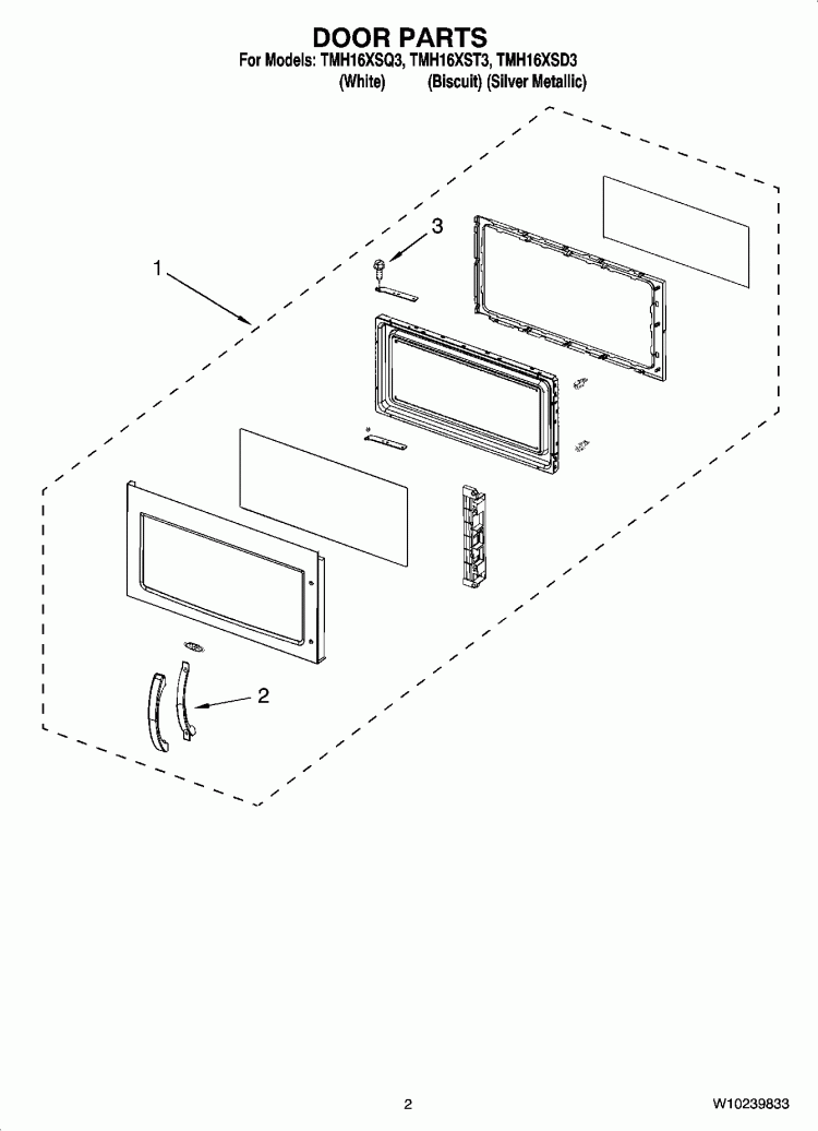 DOOR PARTS Diagram and Parts List for TMH16XSD3  Estate Microwave
