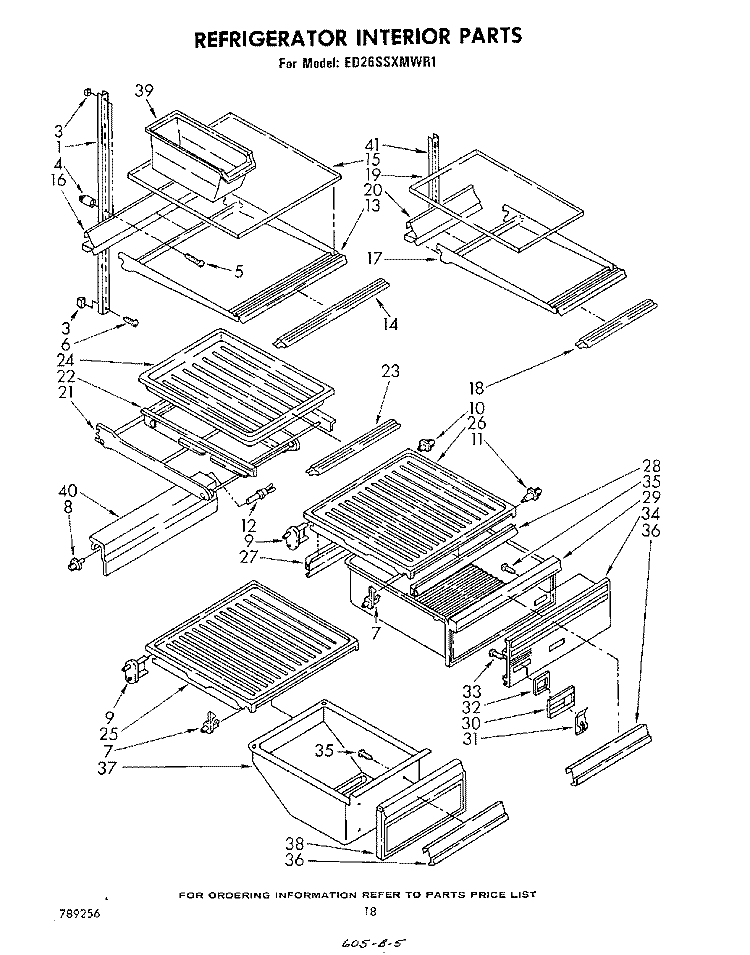REFRIGERATOR INTERIOR Diagram and Parts List for ED26SSXMWR1  Whirlpool Refrigerator