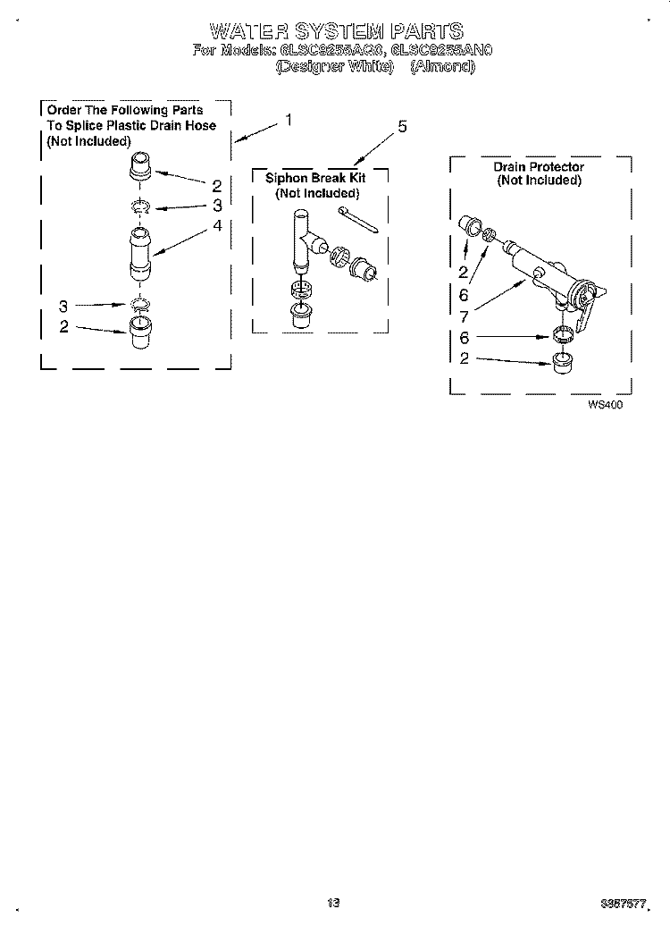 WATER SYSTEM Diagram and Parts List for 6LSC9255AQ0  Whirlpool Washer