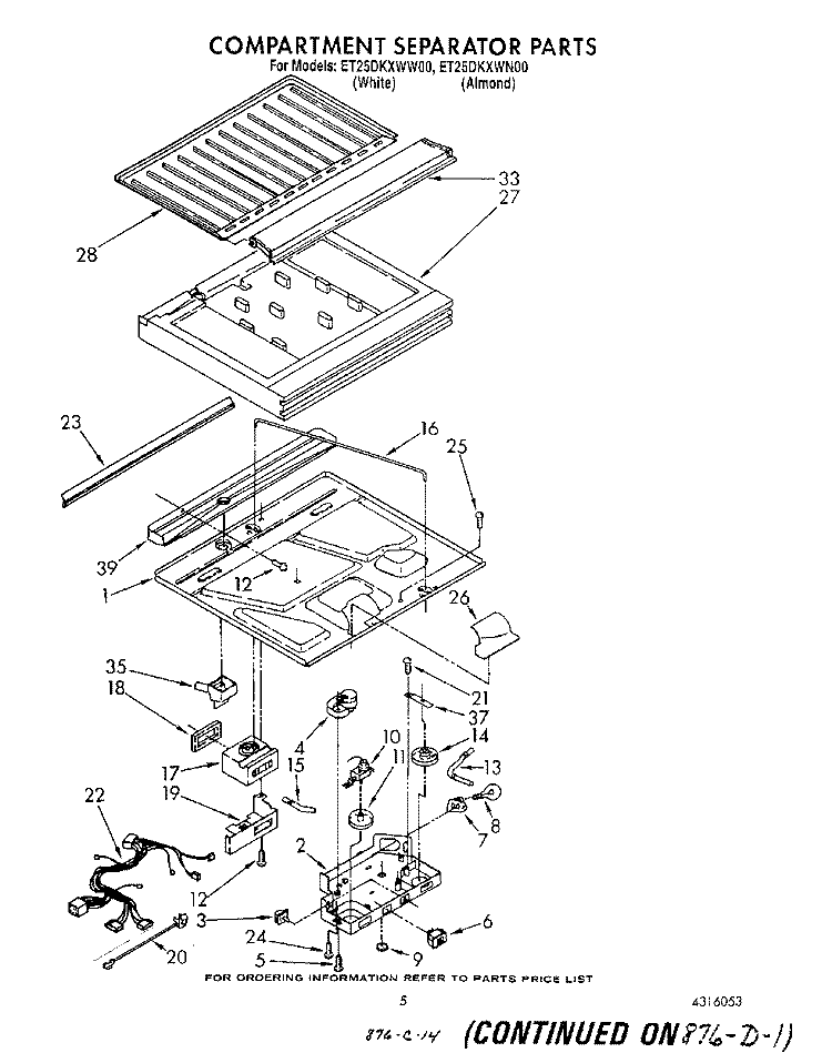COMPARTMENT SEPARATOR Diagram and Parts List for ET25DKXWW00  Whirlpool Refrigerator