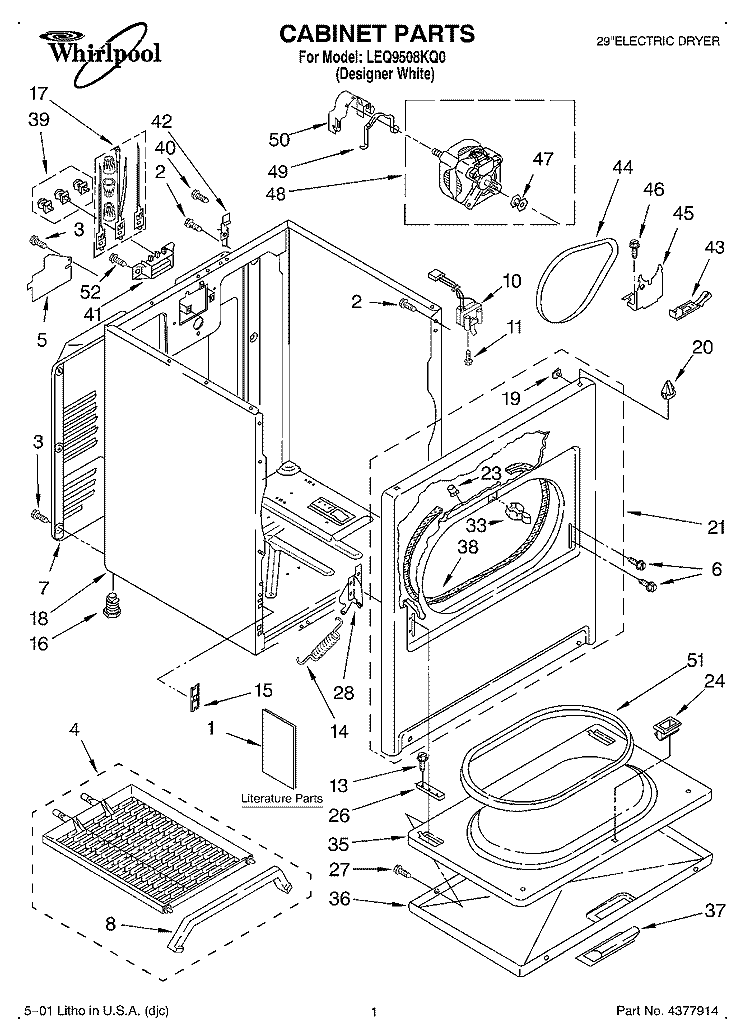 SECTION Diagram and Parts List for LEQ9508KQ0  Whirlpool Dryer