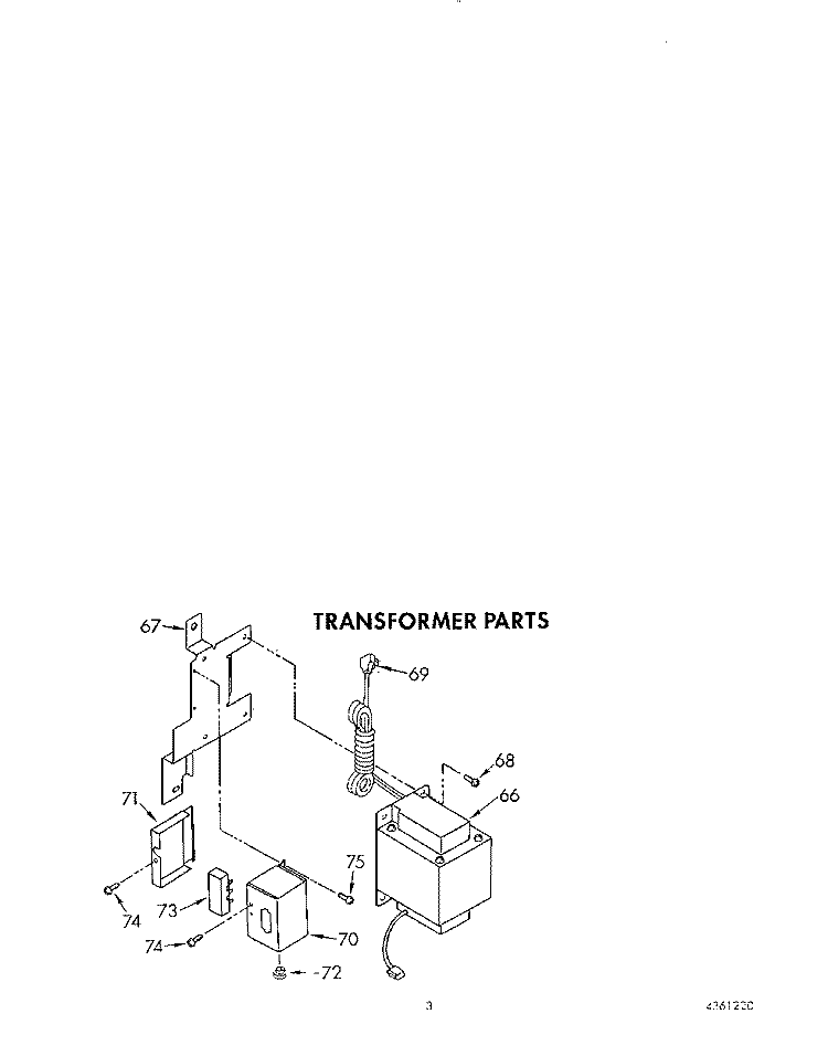 TRANSFORMER Diagram and Parts List for JWARG469WP00  Whirlpool Refrigerator