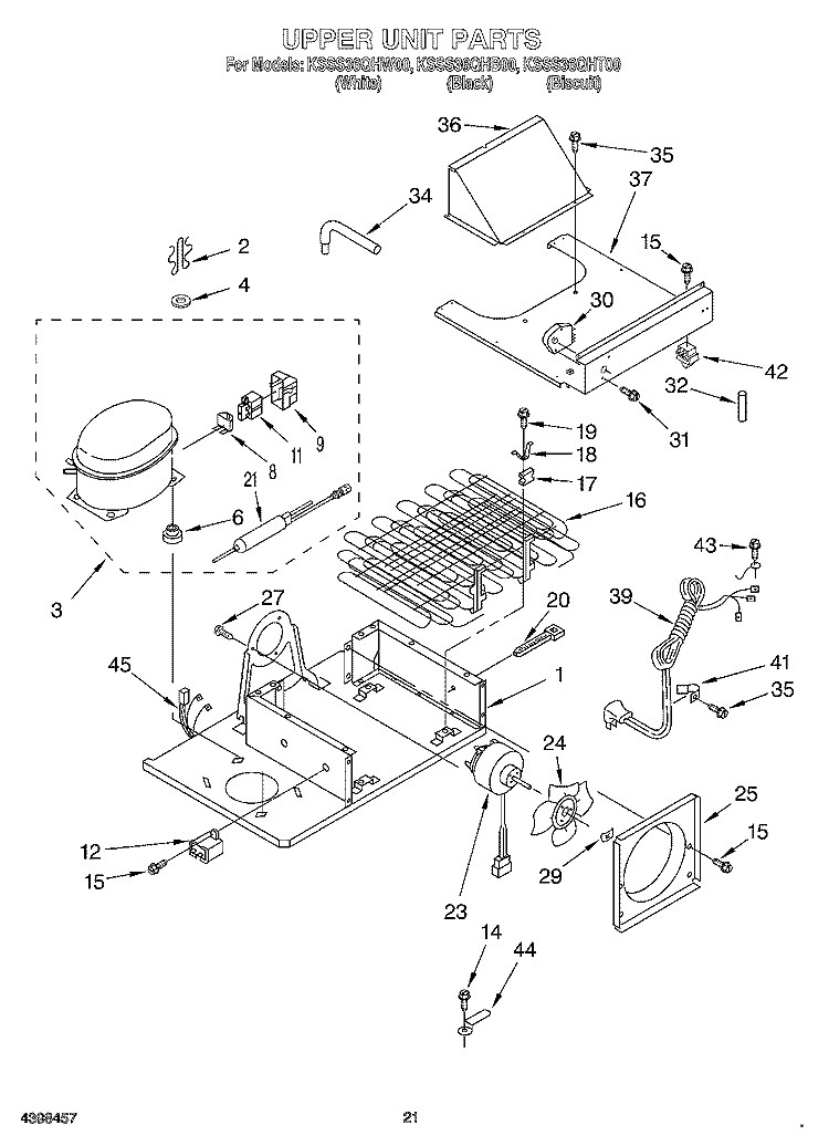 UPPER UNIT Diagram and Parts List for KSSS36QHW00  KitchenAid Refrigerator