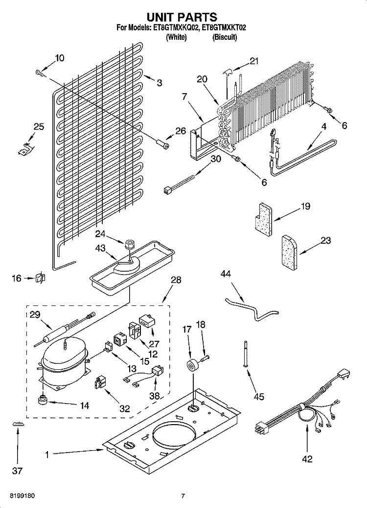 UNIT PARTS Diagram and Parts List for ET8GTMXKT02  Whirlpool Refrigerator