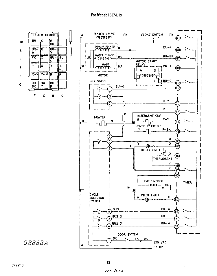 SECTION Diagram and Parts List for 8587L10  Roper Dishwasher