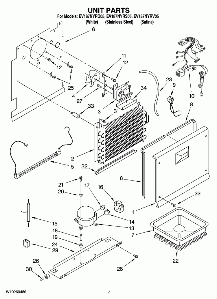 UNIT PARTS Diagram and Parts List for EV187NYRQ05  Whirlpool Freezer