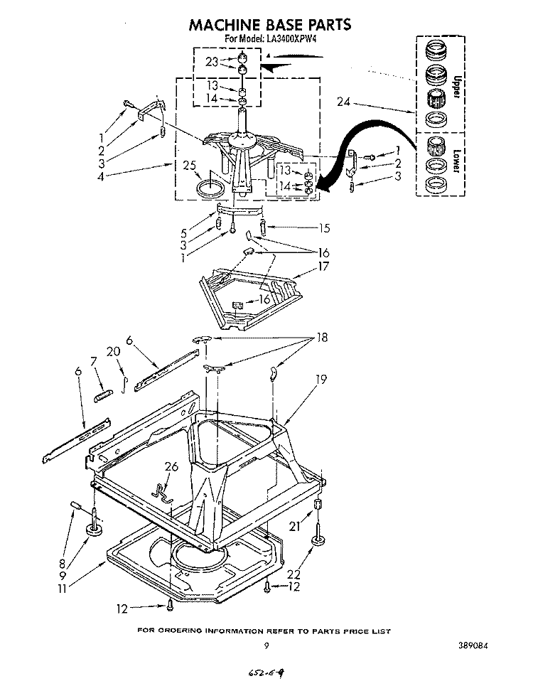 MACHINE BASE Diagram and Parts List for LA3400XPW4  Whirlpool Washer