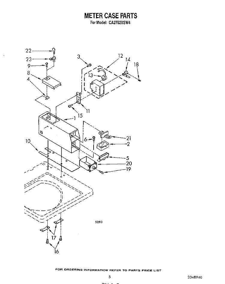METER CASE Diagram and Parts List for CA2762XSW4  Whirlpool Washer