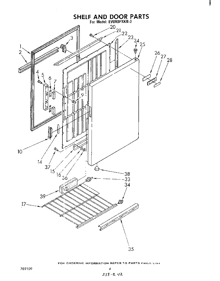 SECTION Diagram and Parts List for EV090FXKN3  Whirlpool Freezer