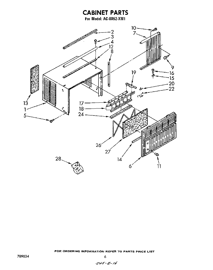 SECTION Diagram and Parts List for AC0052XM1  Whirlpool Air Conditioner