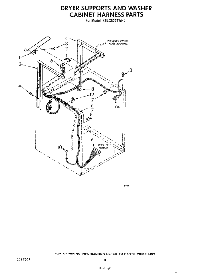 DRYER SUPPORTS AND WASHER CABINET H Diagram and Parts List for KELC500TPL0  KitchenAid Washer Dryer Combo
