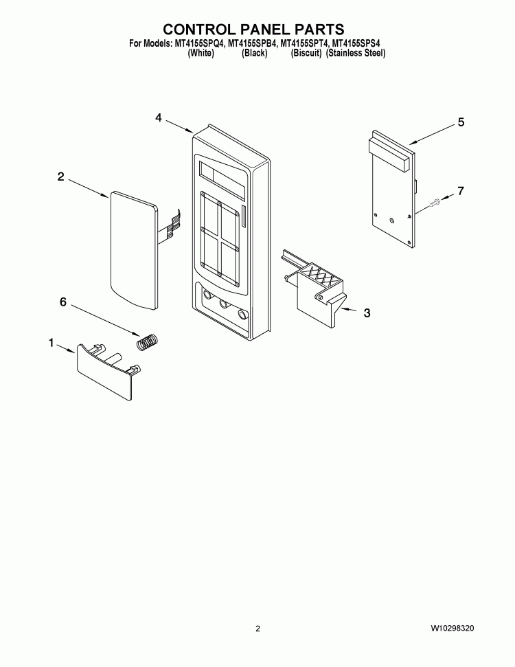 CONTROL PANEL PARTS Diagram and Parts List for MT4155SPS4  Whirlpool Microwave