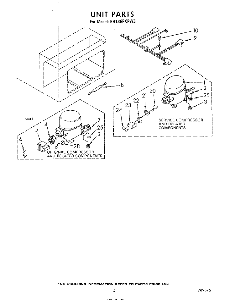 SECTION Diagram and Parts List for EH18EFXPW5  Whirlpool Freezer