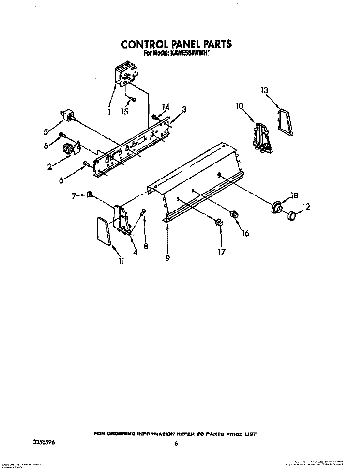 CONTROL PANEL Diagram and Parts List for KAWE564WAL1  KitchenAid Washer