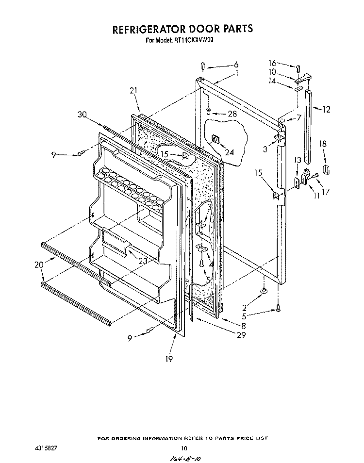 REFRIGERATOR DOOR , NOT ILLUSTRATED Diagram and Parts List for RT14CKXVW00  Roper Refrigerator