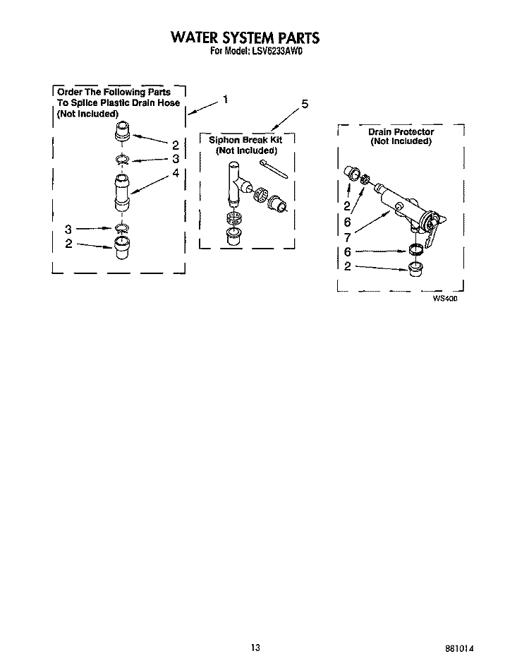 WATER SYSTEM Diagram and Parts List for LSV6233AW0  Whirlpool Washer