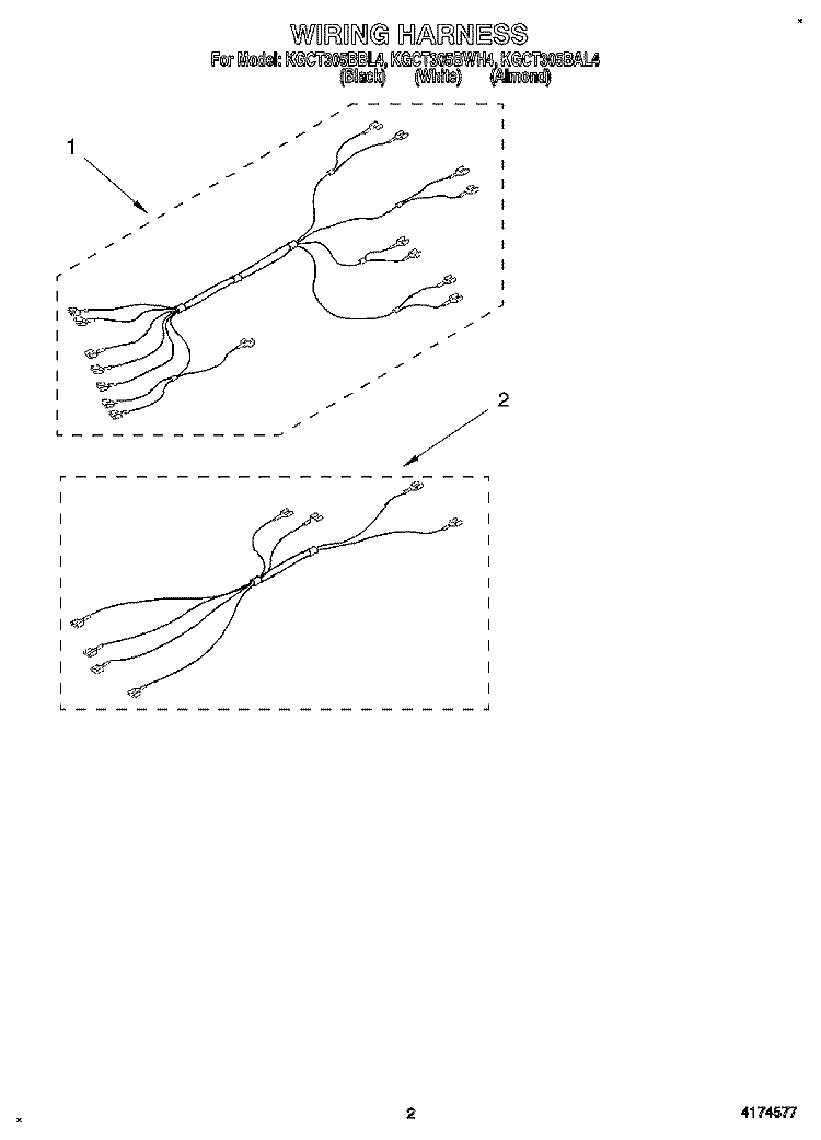 WIRING HARNESS Diagram and Parts List for KGCT305BBL4  KitchenAid Cooktop